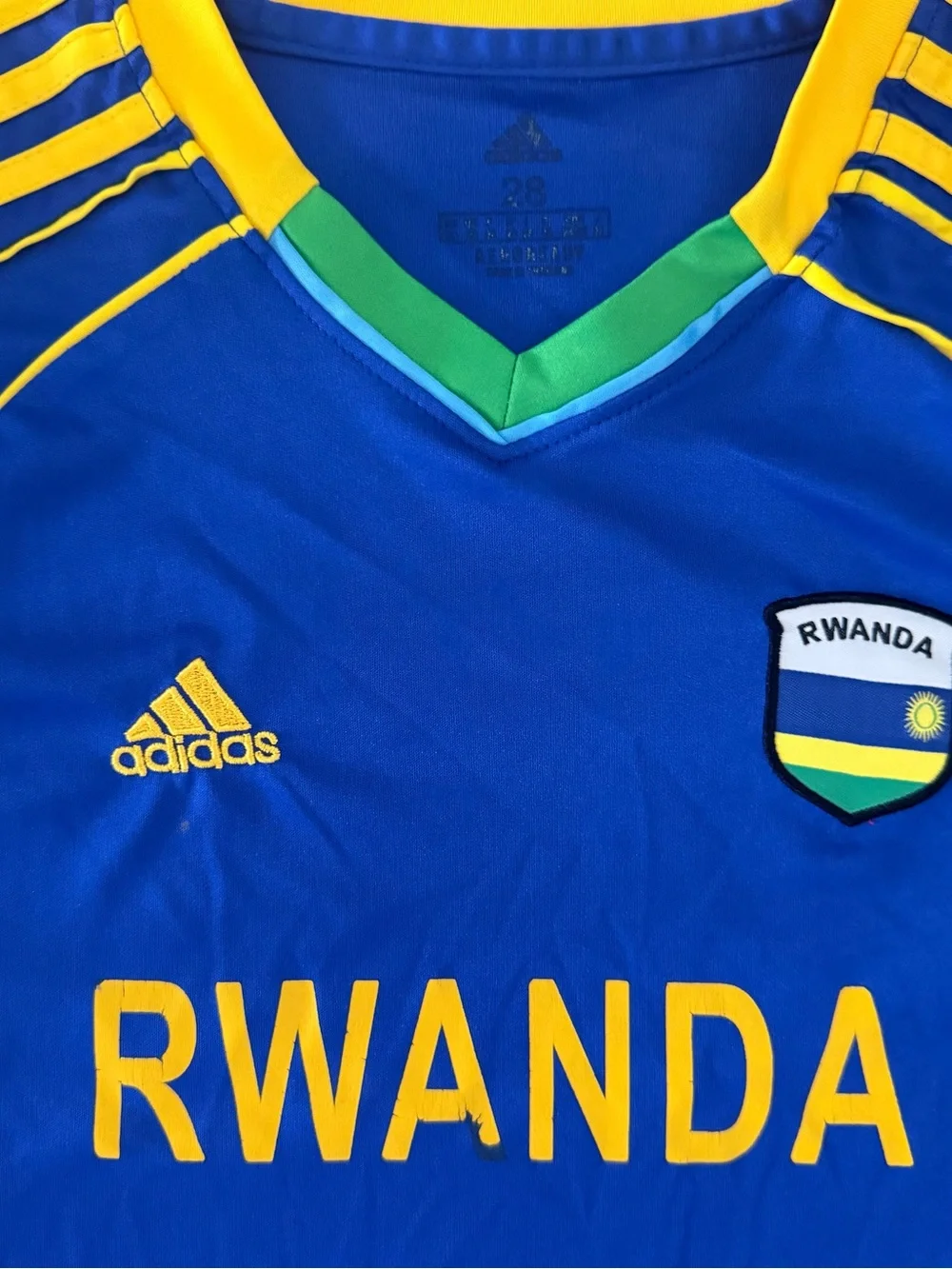 Adidas Rwanda National Team Soccer Jersey Size 28 Blue Yellow Football Shirt